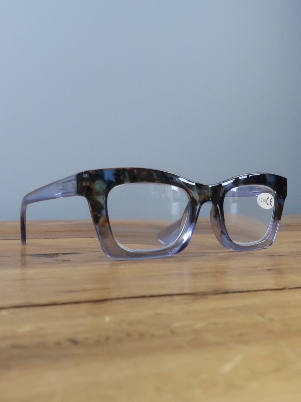 RETRO TRENDY BLUE & BROWN TORTOISESHELL READER GLASSES +2.50 NWT